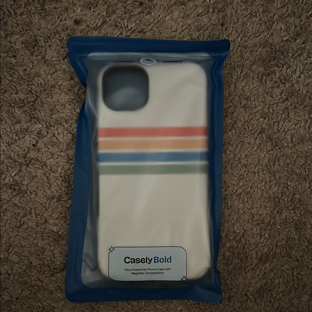 Brand New Casely Cream Phone Case with Stripes